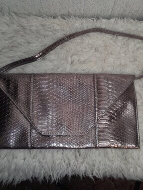 NWOT Rose Gold Envelope Purse Clutch Snake Pattern